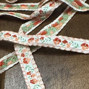 Floral Woven Fabric Ribbon